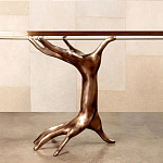 Обеденный стол с фигурным декором бронзового цвета Dichotomy racetrack варинант исполнения - 2 | Loft Concept в Ижевске