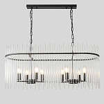 Люстра подвесная овальная со стеклянными прозрачными трубками и металлическим каркасом черного цвета Nembus варинант исполнения - 1 | Loft Concept в Ижевске