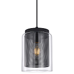 Подвесной светильник с сетчатым металлическим плафоном цилиндрической формы черный Metal Mesh варинант исполнения - 1 | Loft Concept в Ижевске