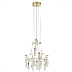 Люстра подвесная из металла с хрустальными подвесками прозрачного цвета Quasar 41 варинант исполнения - 5 | Loft Concept в Ижевске