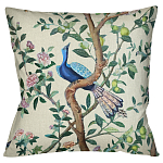 Подушка декоративная с изображением птицы в саду Beige Chinoiserie Blue Bird in the Garden Cushion варинант исполнения - 1 | Loft Concept в Ижевске