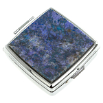 Таблетница карманная квадратная c 2-мя отделениями с зеркалом и накладкой из натурального камня Лазурит Silver Stone Pillboxes варинант исполнения - 1 | Loft Concept в Ижевске