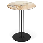 Стол журнальный круглый с бежевой столешницей из стекла Beige Marble варинант исполнения - 1 | Loft Concept в Ижевске