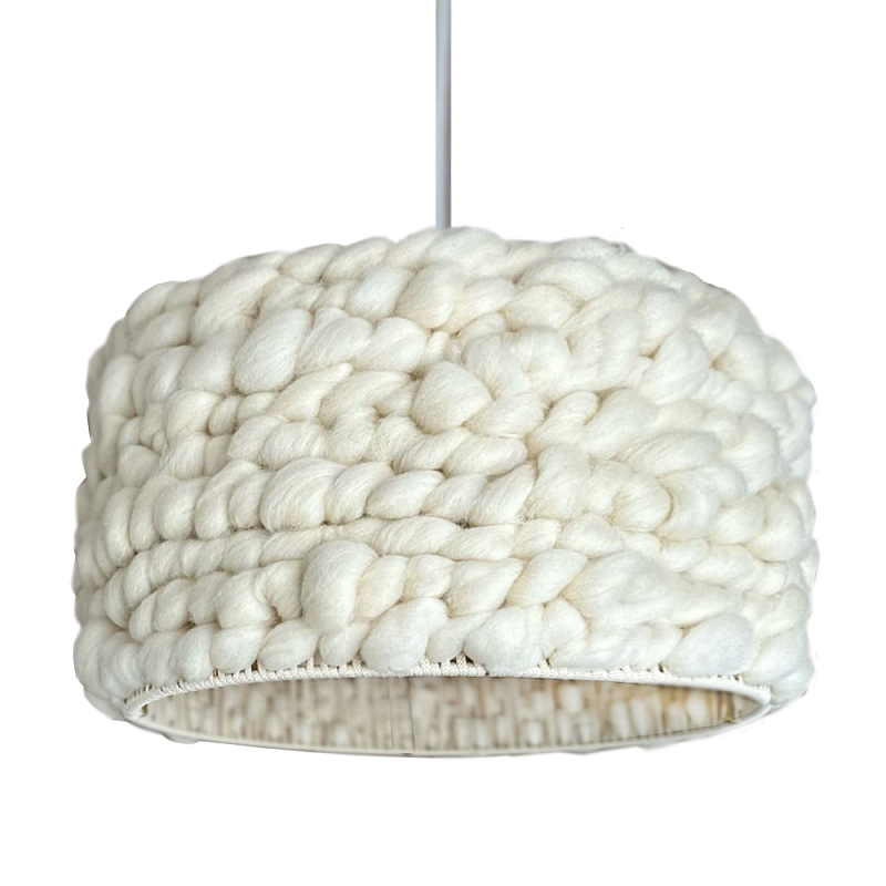 Вязаный шерстяной светильник Knitted wool lamp Cylinder Молочный Вязаный шерстяной светильник Knitted wool lamp Cylinder Молочный в Ижевске | Loft Concept