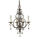 Люстра бронзового цвета с 4-мя лампами и подвесками из оптического стекла в классическом стиле Feiss варинант исполнения - 1 | Loft Concept в Ижевске