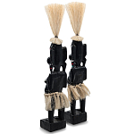 Комплект из 2-х деревянных статуэток Asmat Straw Headdress Statuettes Black Turquoise варинант исполнения - 2 | Loft Concept в Ижевске