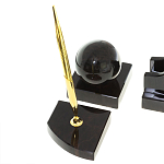 Настольный письменный набор из чёрного обсидиана с декором в виде льва Golden Lion варинант исполнения - 5 | Loft Concept в Ижевске