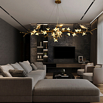 Люстра в виде золотой ветки с цветами и птичками Marvelous Garden варинант исполнения - 1 | Loft Concept в Ижевске