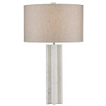 Настольная лампа мраморная с тканевым цилиндрическим абажуром Sharpened варинант исполнения - 3 | Loft Concept в Ижевске