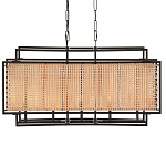 Люстра прямоугольной формы с чёрным каркасом и вставкой из плетеного материала Cage for Light варинант исполнения - 1 | Loft Concept в Ижевске