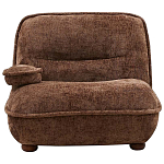 Кресло без подлокотников коричневое ну круглых деревянных ножках Loup Plush Armchair Brown варинант исполнения - 6 | Loft Concept в Ижевске