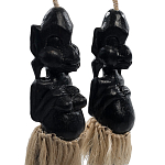 Комплект из 2-х деревянных статуэток Asmat Straw Headdress Statuettes Black варинант исполнения - 3 | Loft Concept в Ижевске