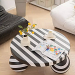 Дизайнерский журнальный стол круглый в чёрно-белую полоску Mypel варинант исполнения - 1 | Loft Concept в Ижевске