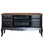 ТВ-тумба черная из массива березы с 4-мя ящиками и 2-мя полками в стиле прованс Vintage  варинант исполнения - 1 | Loft Concept в Ижевске