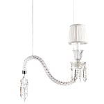 Подвесной светильник с белым текстильным абажуром и изогнутым хрустальным основанием с подвесками Lustre Reverie варинант исполнения - 1 | Loft Concept в Ижевске