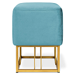 Пуф квадратный голубой велюр на золотом металлическом основании Celeste Blue варинант исполнения - 2 | Loft Concept в Ижевске