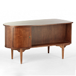 Дизайнерский письменный стол округлой формы с 4-мя ящиками и дверкой с полочками Rili варинант исполнения - 1 | Loft Concept в Ижевске