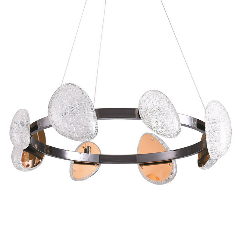 Люстра подвесная круглая с овальными плафонами Iona chandelier Черный Прозрачный в Ижевске | Loft Concept 