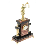 Часы настольные бронзовые из натурального камня Яшма с декором в виде Фемиды Themis Stone Clock варинант исполнения - 2 | Loft Concept в Ижевске