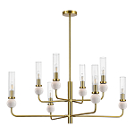 Люстра с 8-ю плафонами в форме стеклянных трубок и мраморных декоративных элементов Montreal варинант исполнения - 8 | Loft Concept в Ижевске