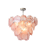 Люстра с каскадом из круглых розовых стеклянных дисков Pink Light Waterfall варинант исполнения - 3 | Loft Concept в Ижевске