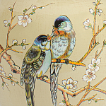 Настольная лампа бежевая с изображением птиц Slip Away варинант исполнения - 6 | Loft Concept в Ижевске