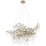 Подвесная люстра в виде ветвей деревьев золотого цвета с прозрачными подвесками-каплями 10 и 14 ламп Droplet Chandelier варинант исполнения - 3 | Loft Concept в Ижевске