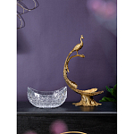 Чаша из прозрачного стекла на бронзовой подставке в виде павлина с рельефным хвостом Eden Garden варинант исполнения - 7 | Loft Concept в Ижевске