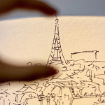 Настольная лампа с принтом на белом тканевом абажуре Roof Garden Lamp варинант исполнения - 3 | Loft Concept в Ижевске