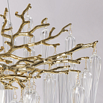 Люстра золотого цвета с декоративными ветками и длинными прозрачными стеклянными подвесами в форме сосулек Droplet Chandelier варинант исполнения - 7 | Loft Concept в Ижевске
