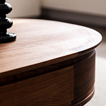 Кофейный стол овальный из дерева с 2-мя ящиками Coffee Walnut Table варинант исполнения - 9 | Loft Concept в Ижевске