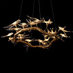 Люстра подвесная с прозрачными стеклянными птичками на ветвях Диаметр 100 см Serip Voa варинант исполнения - 9 | Loft Concept в Ижевске