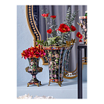 Ваза из фарфора черная с цветочной росписью и бронзовой стрекозой Spring Garden варинант исполнения - 4 | Loft Concept в Ижевске