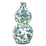 Ваза фигурная с сине-зелеными узорами распустившихся цветов Blossoming Spring варинант исполнения - 1 | Loft Concept в Ижевске