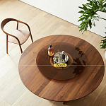 Стол обеденный круглый с двойной столешницей Walnut Wood Table варинант исполнения - 5 | Loft Concept в Ижевске