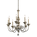 Люстра серебряного цвета с состаренным эффектом и декоративным подвесным шаром Kichler варинант исполнения - 1 | Loft Concept в Ижевске