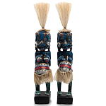 Комплект из 2-х деревянных статуэток Asmat Straw Headdress Statuettes Blue Colorful Tattoo варинант исполнения - 1 | Loft Concept в Ижевске
