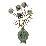 Ваза зеленая с бронзовыми ветвями и фарфоровыми рыбками Eden Garden варинант исполнения - 1 | Loft Concept в Ижевске