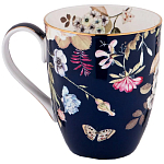Кружка синяя из фарфора с рисунком цветов 400 мл Garden Whisper Porcelain Set  варинант исполнения - 1 | Loft Concept в Ижевске