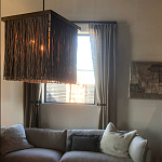 Люстра квадратная с бахромой и подвесом из деревянных бусин Psyche варинант исполнения - 3 | Loft Concept в Ижевске