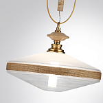 Подвесной светильник с плоским прозрачным плафоном и декоративной вставкой из текстурного камня Tectona  варинант исполнения - 6 | Loft Concept в Ижевске