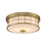Потолочный светильник для ванных комнат цвета латунь в виде металлической клетки с геометрическими узорами Quoizel варинант исполнения - 1 | Loft Concept в Ижевске