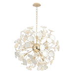 Люстра круглой формы с белыми и прозрачными лепестками цветов Диаметр 69 см Wintery flovers варинант исполнения - 1 | Loft Concept в Ижевске