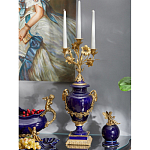 Подсвечник из темно-синего фарфора с бронзовыми элементами и цветами Eden Garden варинант исполнения - 4 | Loft Concept в Ижевске