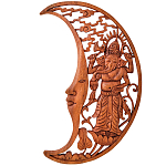 Панно из дерева Ганеша и месяц Panel With Animals варинант исполнения - 1 | Loft Concept в Ижевске