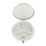 Таблетница карманная круглая с 3-мя отделениями и накладкой из натурального камня Апатит Голубой Silver Stone Pillboxes варинант исполнения - 3 | Loft Concept в Ижевске