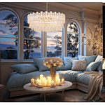 Круглая люстра с хрустальными подвесками на золотистом каркасе Gorgeous Crystal Light варинант исполнения - 13 | Loft Concept в Ижевске