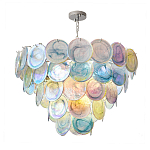 Люстра с каскадом из круглых разноцветных стеклянных дисков Mother of Pearl Iridescence варинант исполнения - 2 | Loft Concept в Ижевске