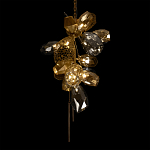 Люстра подвесная вытянутой формы с плафонами из стекла и металла с тремя вертикальными подвесками Gilded Mirage  варинант исполнения - 5 | Loft Concept в Ижевске