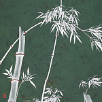 Обои ручная роспись Bamboo Argent on Edo Green painted silk варинант исполнения - 1 | Loft Concept в Ижевске
